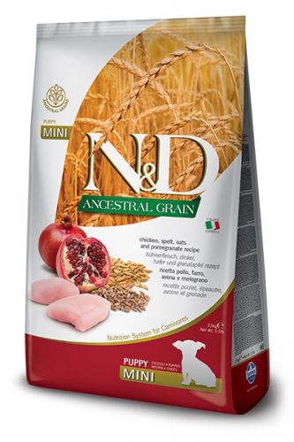 N&D Ancestral Grain Σκυλοτροφή Κουτάβι Μίνι Κοτόπουλο & Ρόδι  2.5 kg