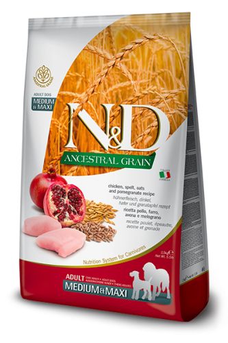 N&D Ancestral Grain Σκύλου Ενηλίκων Μεσαίου & Μεγάλου Μεγέθους Κοτόπουλο & Ρόδι  2.5 kg
