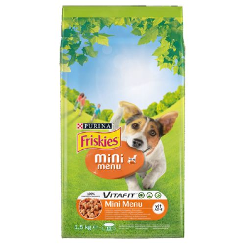 Friskies ξηρή τροφή σκύλου - Mini Menu με κοτόπουλο και λαχανικά  1.5 kg