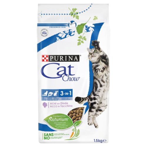 Cat Chow Ενήλικο 3σε1 με γαλοπούλα  1.5 kg