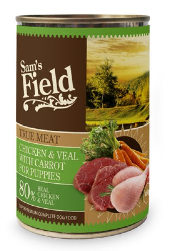 Sam's Field True Meat Κοτόπουλο & Μοσχάρι με Καρότο για Κουτάβια  400 g