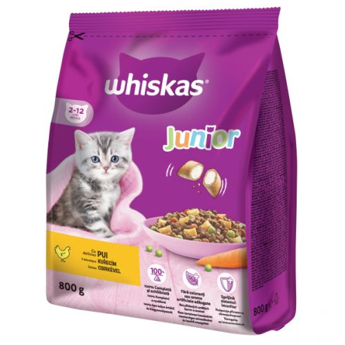 Whiskas Junior ξηρή τροφή με κοτόπουλο  800 g