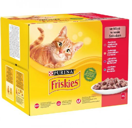 Friskies υγρή τροφή γάτας σε σάλτσα - με κοτόπουλο, βοδινό, αρνί, πάπια 12 x  85 g