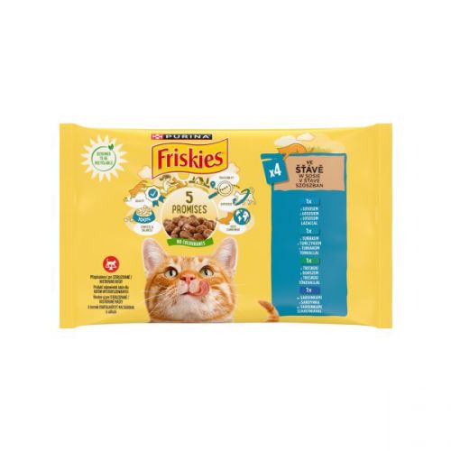 Friskies υγρή τροφή γάτας σε σάλτσα - με σολομό, τόνο, σαρδέλα, μπακαλιάρο 12 x  85 g