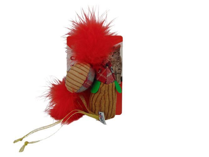 Χριστουγεννιάτικο παιχνίδι γάτας Camon - ποντίκι και μπάλα  1 db