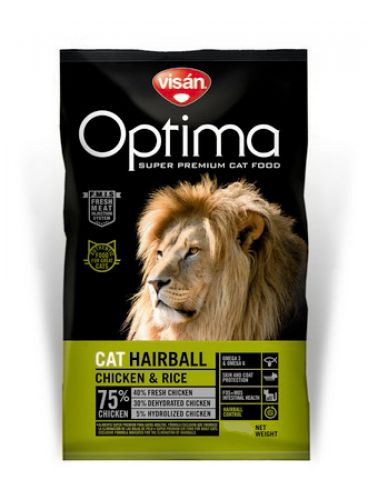 Visán Optimanova Cat Hairball Κοτόπουλο & Ρύζι  2 kg