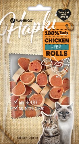 Flamingo Σνακ Γάτας - Κοτόπουλο και ψάρι σε ρολά  50 g