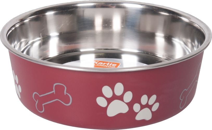 Flamingo Bella Kena Μεταλλικό μπολ σκύλου - κόκκινο  2200 ml