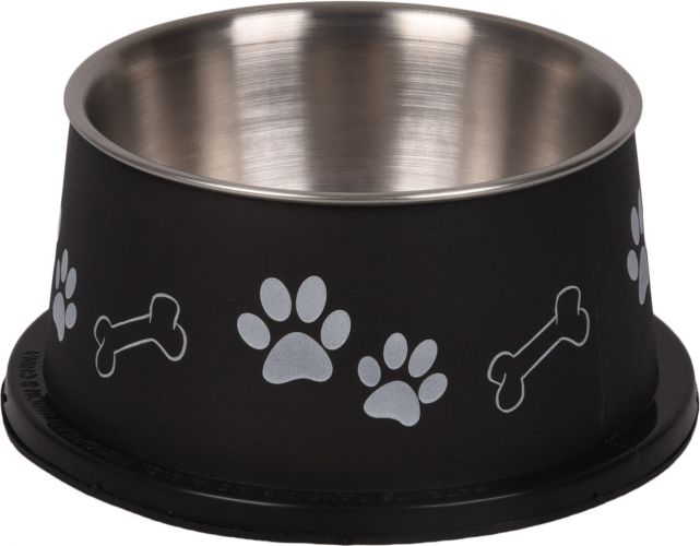 Flamingo Bella Kena μεταλλικό μπολ για σκύλους με μακριά αυτιά - μαύρο  640 ml