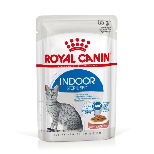 Royal Canin Indoor Sterilised Gravy - υγρή τροφή για στειρωμένες εσωτερικού χώρου γάτες σε σάλτσα 12 x  85 g