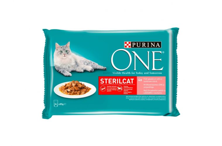 Purina ONE Sterilcat υγρή τροφή με σολομό και καρότο 4 x  85 g