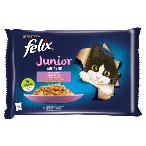 Felix Fantastic Junior Vegyes Válogatás csirkével, lazaccal 4 x  85 g
