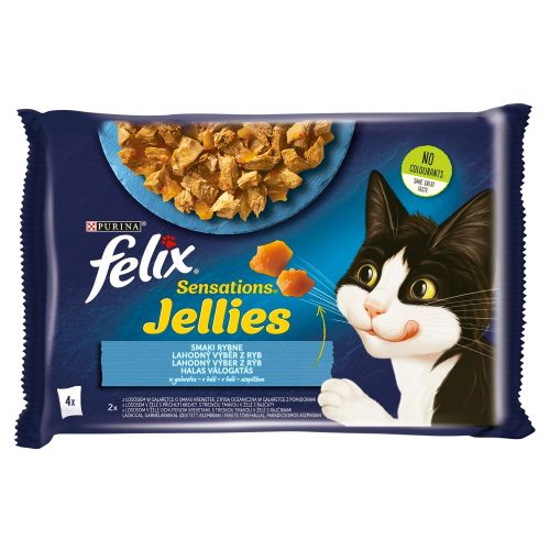 Felix Sensations Jellies Ψαρικά Επιλογή με σολομό, μαύρο μπακαλιάρο 4 x  85 g