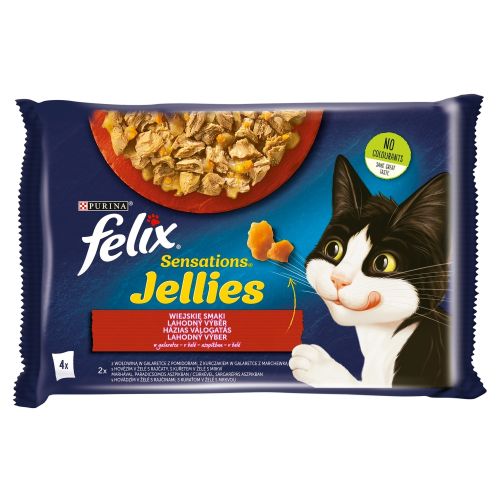 Felix Sensations Jellies επιλογή με βοδινό και κοτόπουλο 4 x  85 g