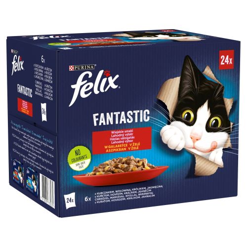 Felix Fantastic Házias Válogatás csirkével, marhával, nyúllal, báránnyal 24 x  85 g