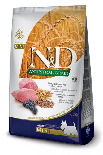 N&D Ancestral Grain Σκύλου Adult Mini Αρνί & Μύρτιλο  800 g