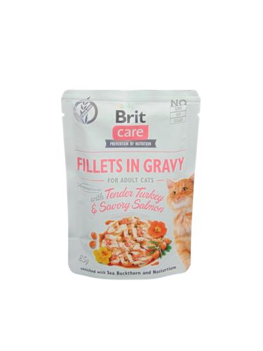 Brit Care Cat Φιλέτα σε σάλτσα - Γαλοπούλα & Σολομός  85 g