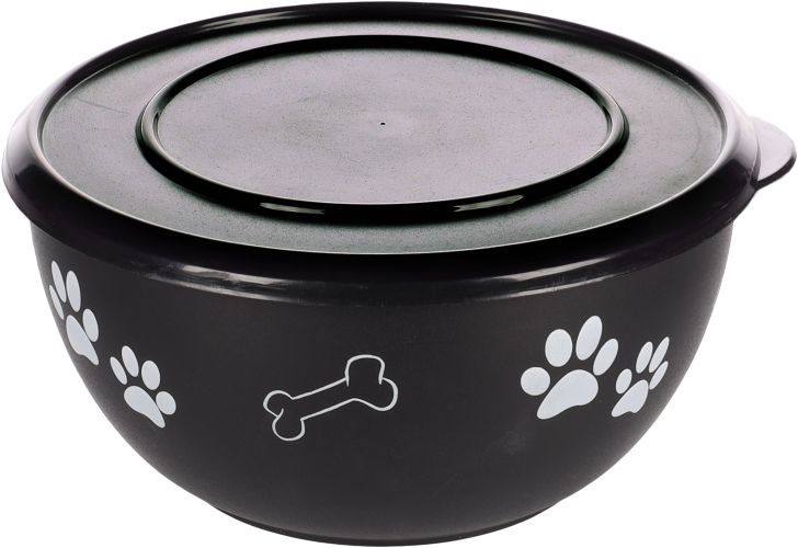 Flamingo Bella Kena μεταλλικό μπολ με καπάκι για σκύλους - μαύρο  1250 ml