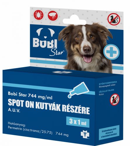 Bobi Star Spot On 744 mg/ml διάλυμα σταγόνων για σκύλους A.U.V.  3 db