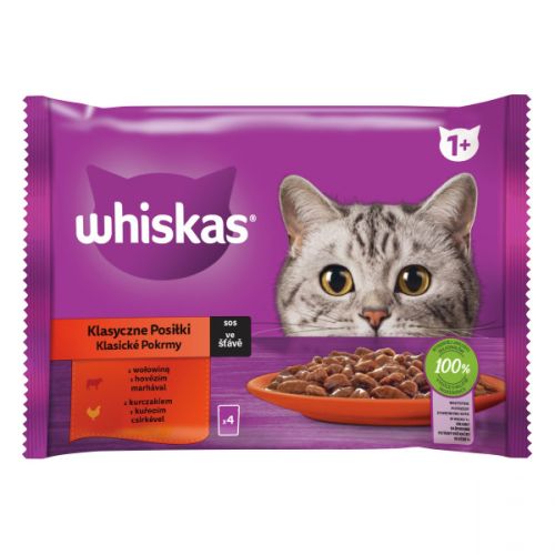 Whiskas φακελάκια με κρεατικά και λαχανικά σε σάλτσα 4 x  85 g