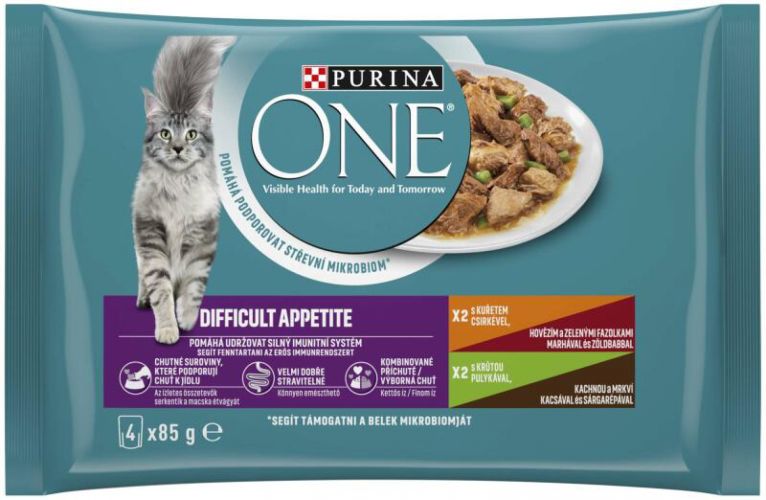 Purina ONE Δύσκολη Όρεξη υγρή τροφή γάτας - κοτόπουλο, γαλοπούλα 4 x  85 g
