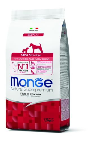 Monge Daily Line Mini Starter ξηρά τροφή σκύλου - κοτόπουλο  1.5 kg