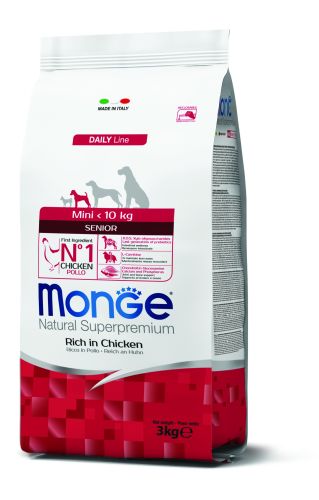 Monge Daily Line Mini Senior ξηρά τροφή σκύλου - κοτόπουλο  3 kg