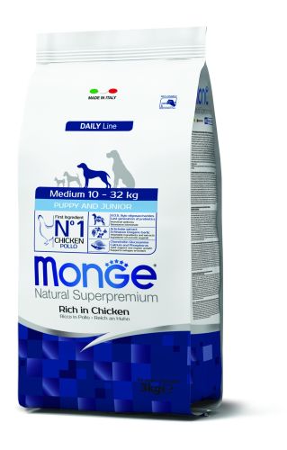 Monge Daily Line Medium Κουτάβι & Νεαρό ξηρά τροφή σκύλου - κοτόπουλο  3 kg