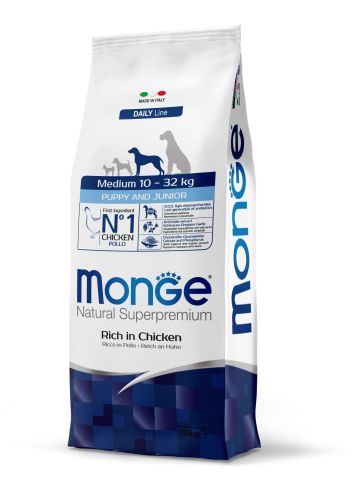 Monge Daily Line Medium Κουτάβι & Νεαρό ξηρά τροφή σκύλου - κοτόπουλο  12 kg