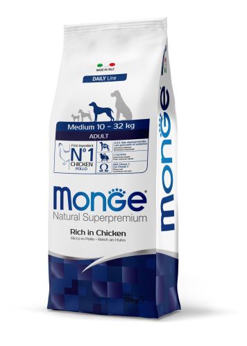 Monge Daily Line Medium Adult ξηρά τροφή σκύλου - κοτόπουλο  12 kg