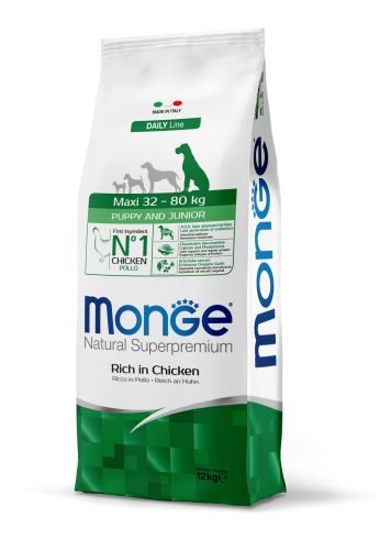 Monge Daily Line Maxi Puppy & Junior ξηρή τροφή σκύλου - κοτόπουλο  12 kg