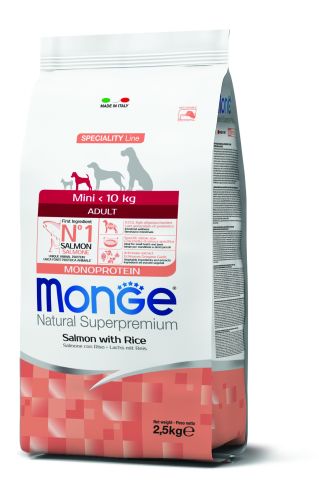 Monge Mini Adult Monoprotein Salmon with Rice  2.5 kg