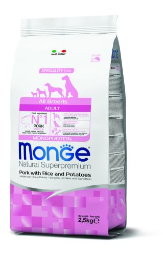 Monge Speciality Line All Breeds Adult Monoprotein - χοιρινό, ρύζι και πατάτα  2.5 kg