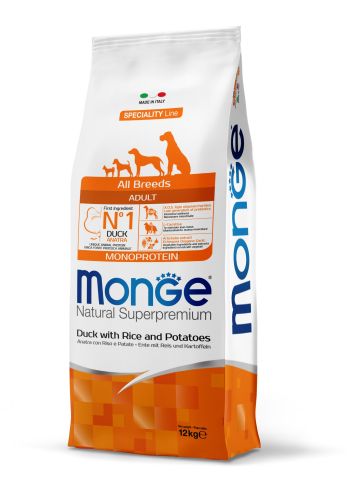 Monge Speciality Line All Breeds Adult Monoprotein ξηρή τροφή σκύλου - πάπια, ρύζι και πατάτα  12 kg