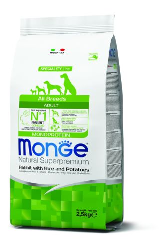 Monge Speciality Line All Breeds Adult Monoprotein - κουνέλι, ρύζι και πατάτα  2.5 kg