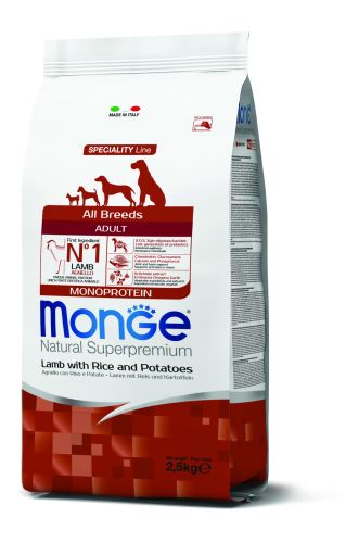 Monge Speciality Line All Breeds Adult Monoprotein ξηρή τροφή σκύλου - αρνί, ρύζι και πατάτα  2.5 kg