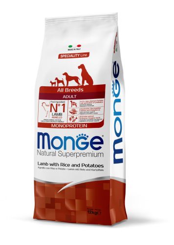 Monge Speciality Line All Breeds Adult Monoprotein ξηρή τροφή σκύλου - αρνί, ρύζι και πατάτα  12 kg
