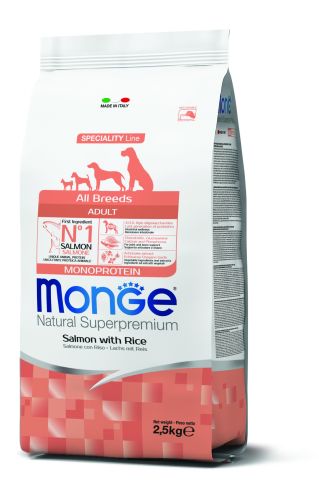 Monge Speciality Line All Breeds Adult Monoprotein - σολομός, ρύζι  2.5 kg