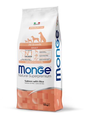 Monge Speciality Line All Breeds Adult Monoprotein - σολομός, ρύζι  12 kg