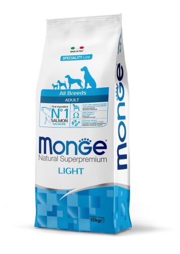 Monge Speciality Line All Breeds Adult Monoprotein Light ξηρή τροφή σκύλου - σολομός, ρύζι  12 kg