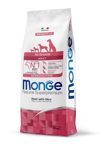 Monge Speciality Line All Breeds Adult Monoprotein ξηρή τροφή σκύλου - βοδινό, ρύζι  12 kg