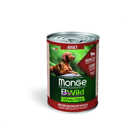 Monge BWild Grain Free Adult κονσέρβα σκύλου - αρνί με κολοκύθα και κολοκυθάκι  400 g