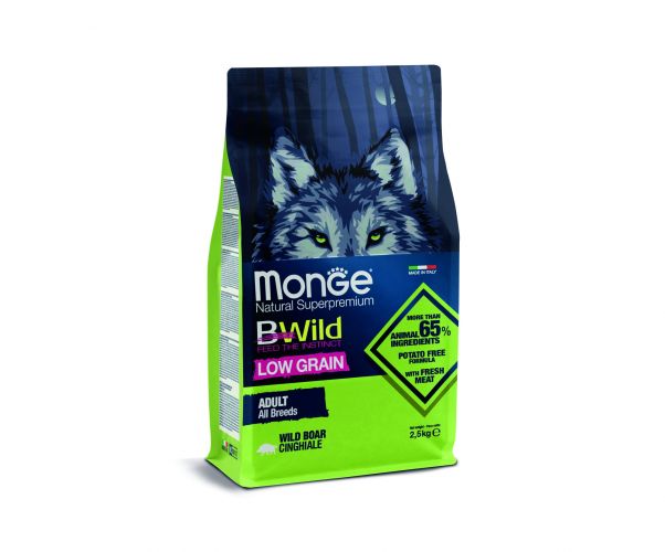 Monge BWild Low Grain All Breeds Adult ξηρή τροφή σκύλου - αγριόχοιρος  2.5 kg