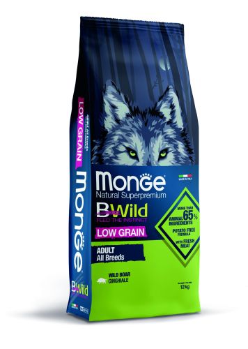 Monge BWild Low Grain All Breeds Adult ξηρή τροφή σκύλου - αγριόχοιρος  12 kg