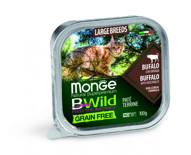 Monge BWild Grain Free Paté Terrine Large Breed - βουβάλι με λαχανικά  100 g