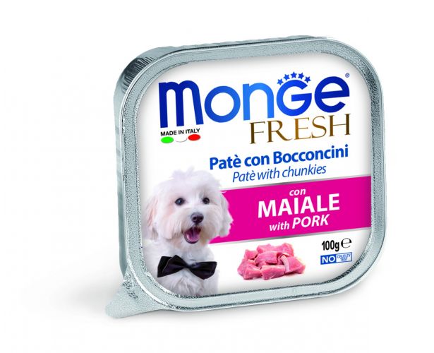 Monge Dog Fresh πατέ με κομμάτια κρέατος - χοιρινό  100 g