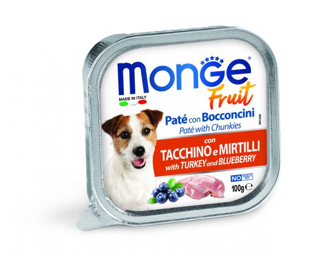 Monge Dog Fruit πατέ - γαλοπούλα, μύρτιλα  100 g