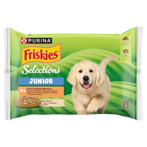 Friskies Selection Junior - nedves eledel csirkével és borsóval aszpikban 4 x  85 g