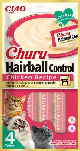 Inaba Cat Churu Hairball Control - κοτόπουλο 4 x  14 g