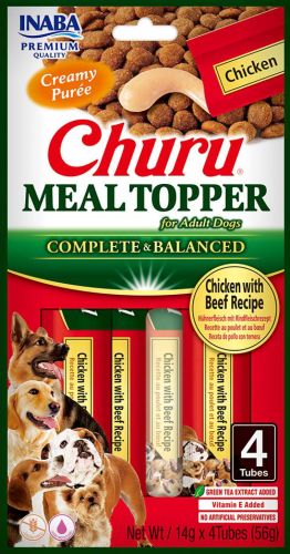Inaba Dog Churu Meal Topper - κοτόπουλο-βοδινό 4 x  14 g